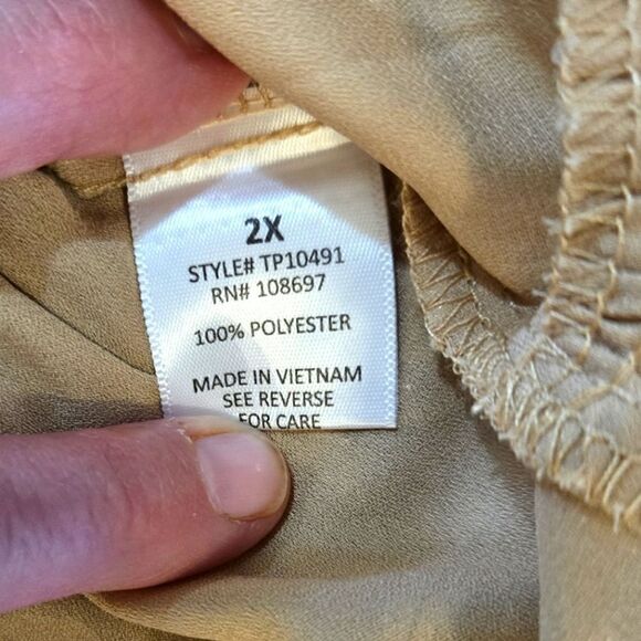 EC SWEET RAIN TAN WITH METALIC FEATHERS TOP SZ. 2X - Picture 4 of 4